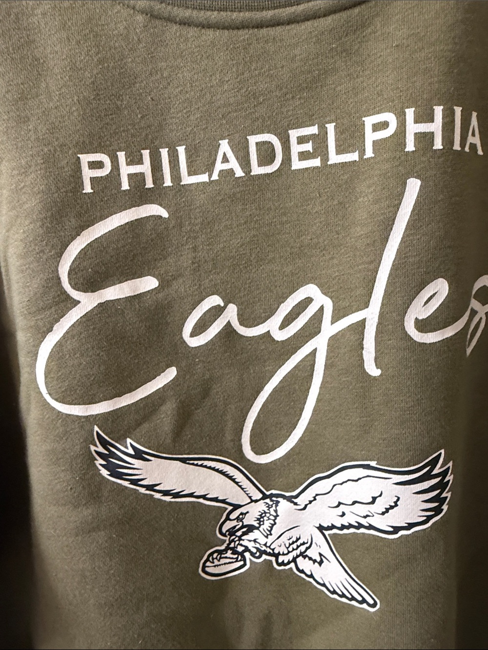 Mitchell & Ness Olive Green Philadelphia Eagles Pullover Sweatshirt - Picture 6 of 9